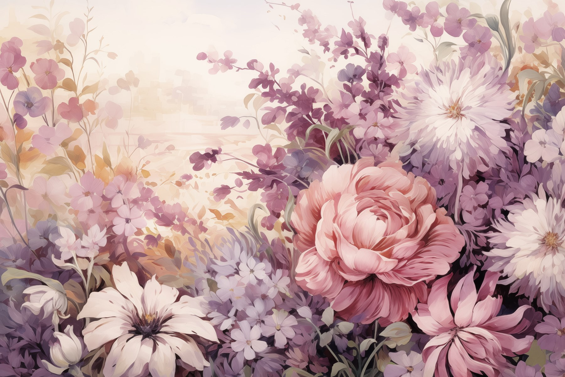 Painting of flowers and leaves