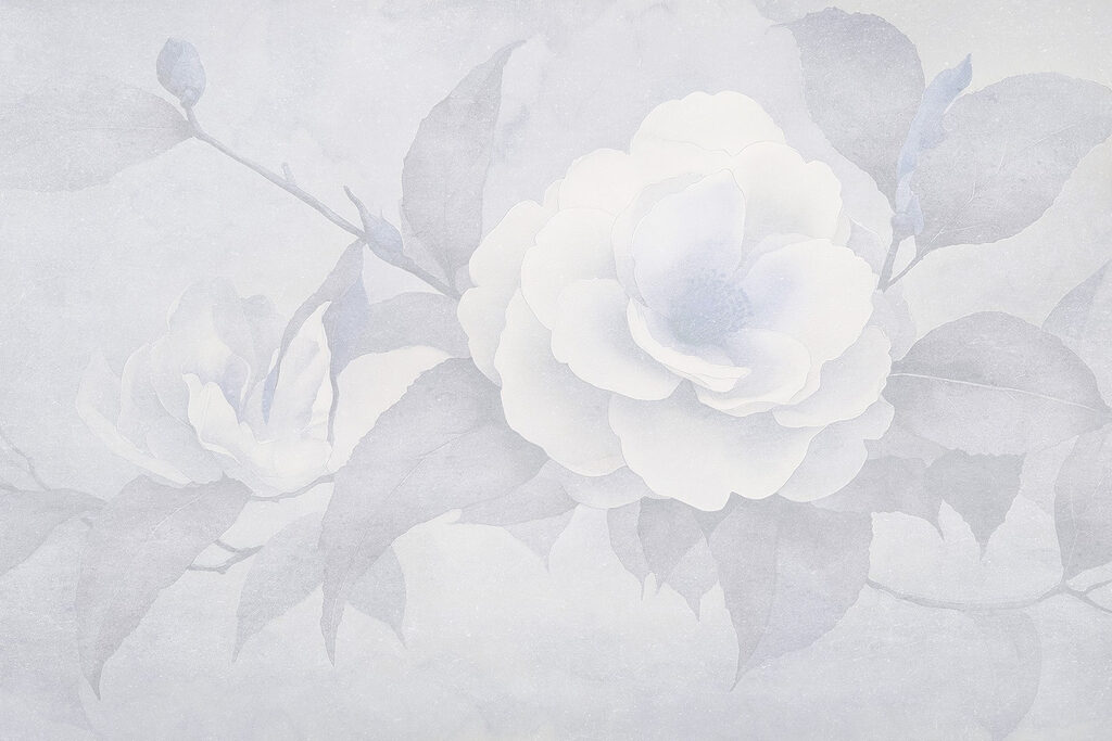 White flower with leaves