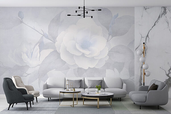 White flower with leaves