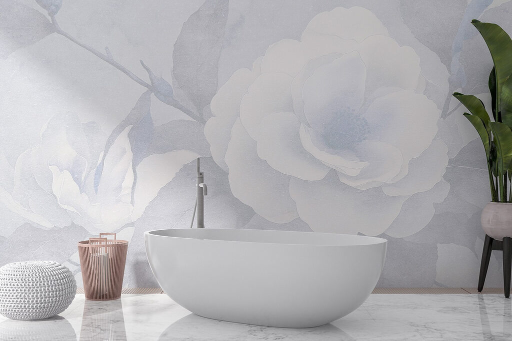 White flower with leaves