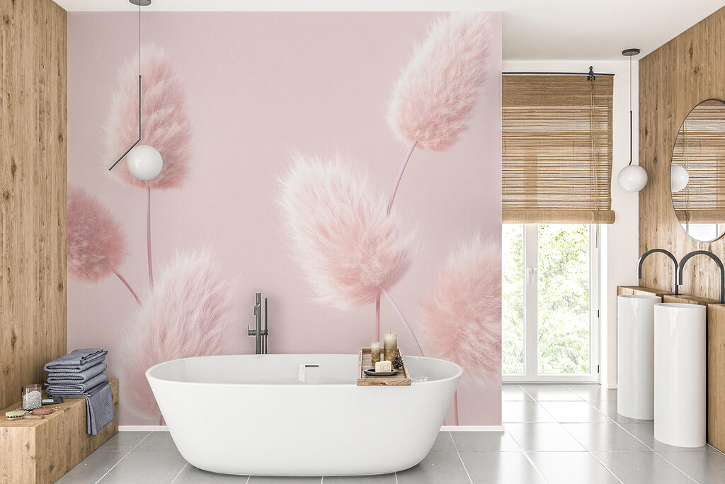 A group of fluffy pink flowers