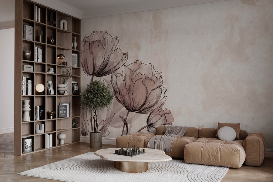 Drawing of flowers on a white background Drawing of flowers on a white background