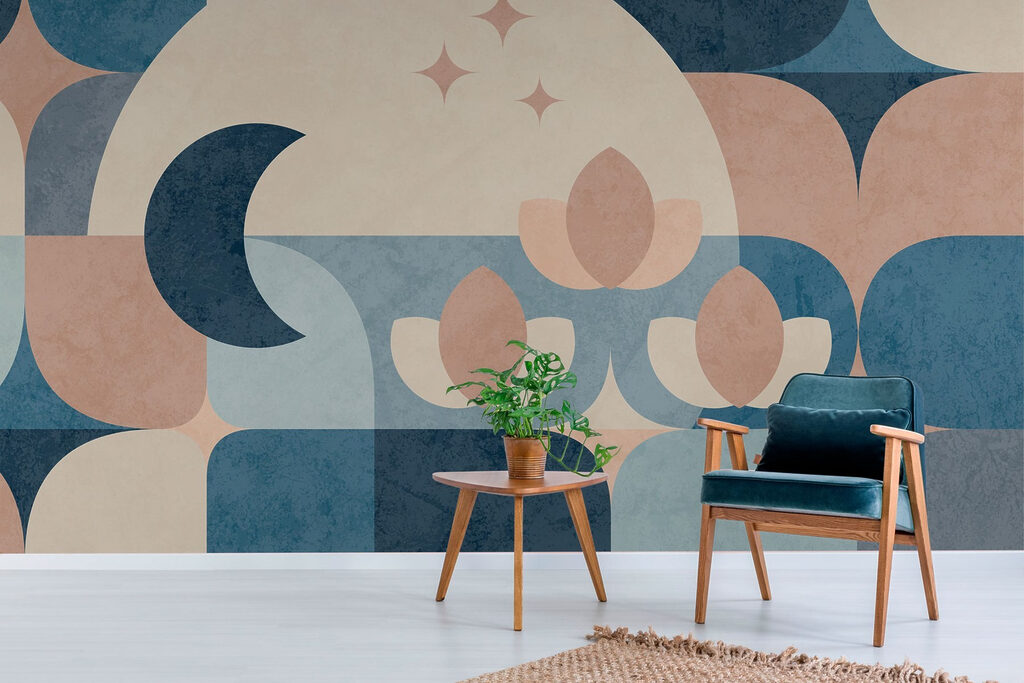 Blue and pink geometric design