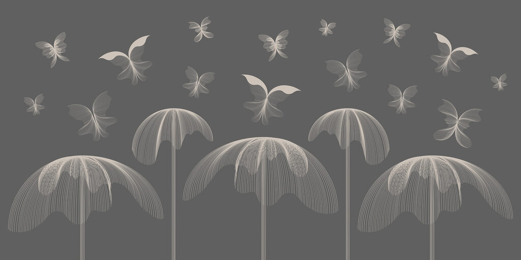 Butterflies and butterflies flying in the sky