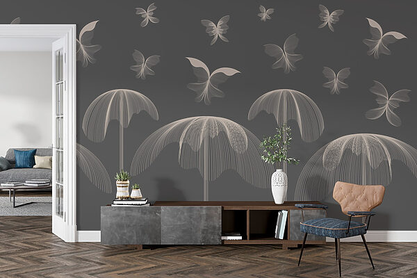 Butterflies and butterflies flying in the sky