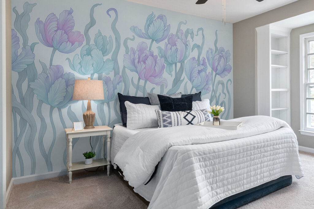 Group of flowers with leaves