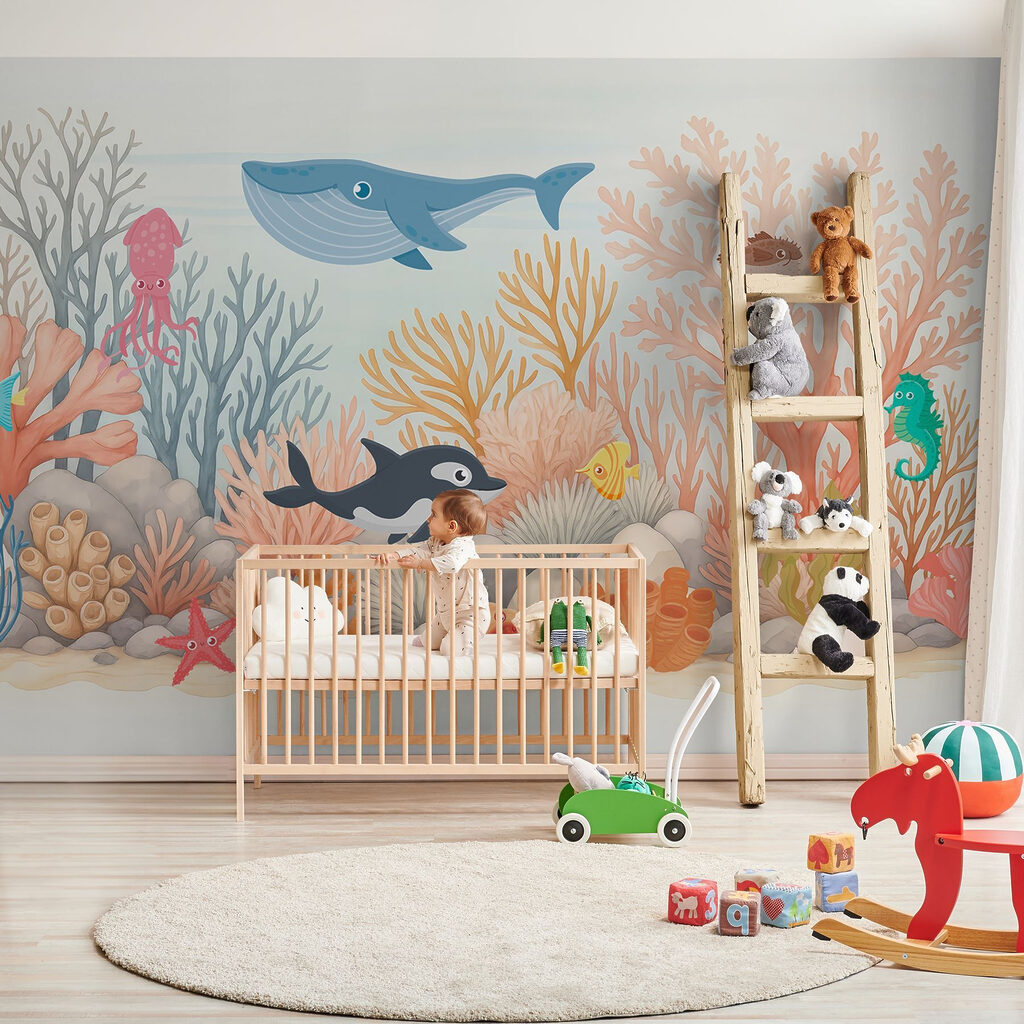 Sea life with corals and fish