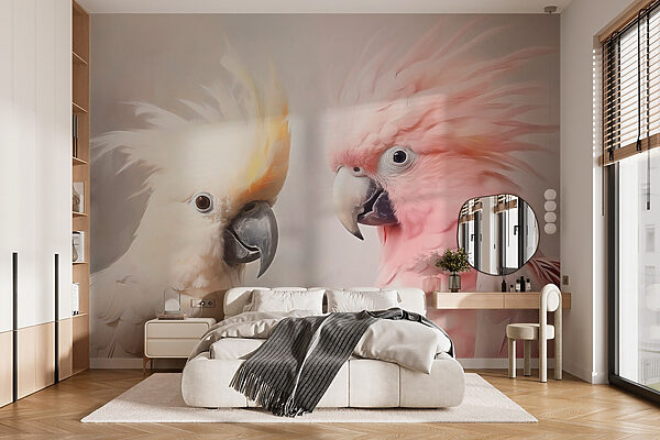 Ταπετσαρίες Ταπετσαρίες Κομψά πουλιά σε απαλά χρώματα (Κωδικός προϊόντος: w03848)