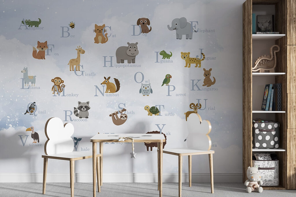 Group of animals with letters