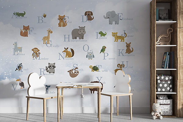 Group of animals with letters