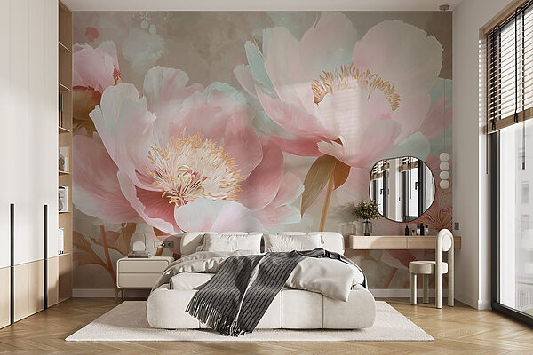 Ταπετσαρίες Ντελικάτα άνθη σε απαλές παστέλ αποχρώσεις