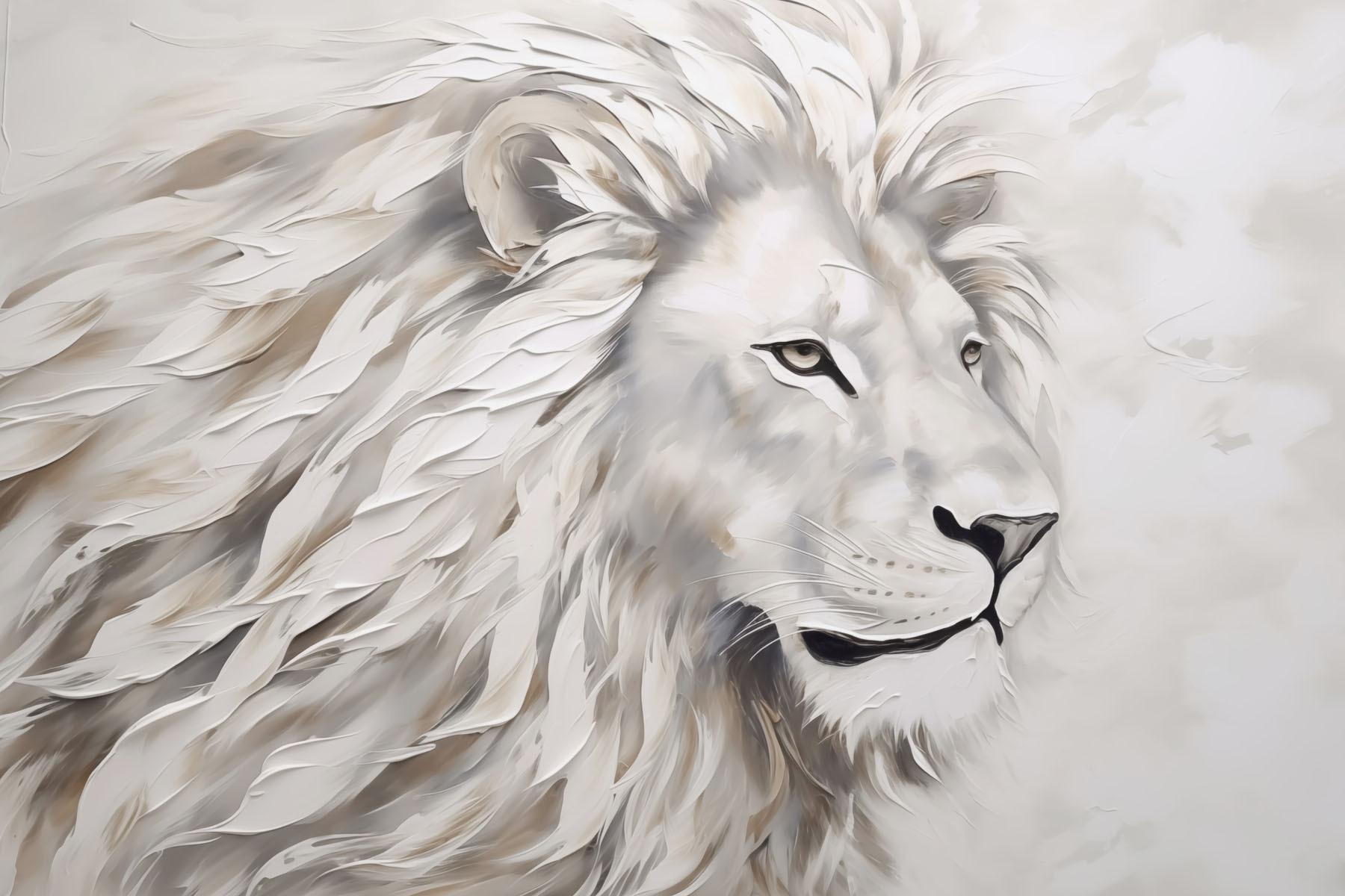 White lion with long hair