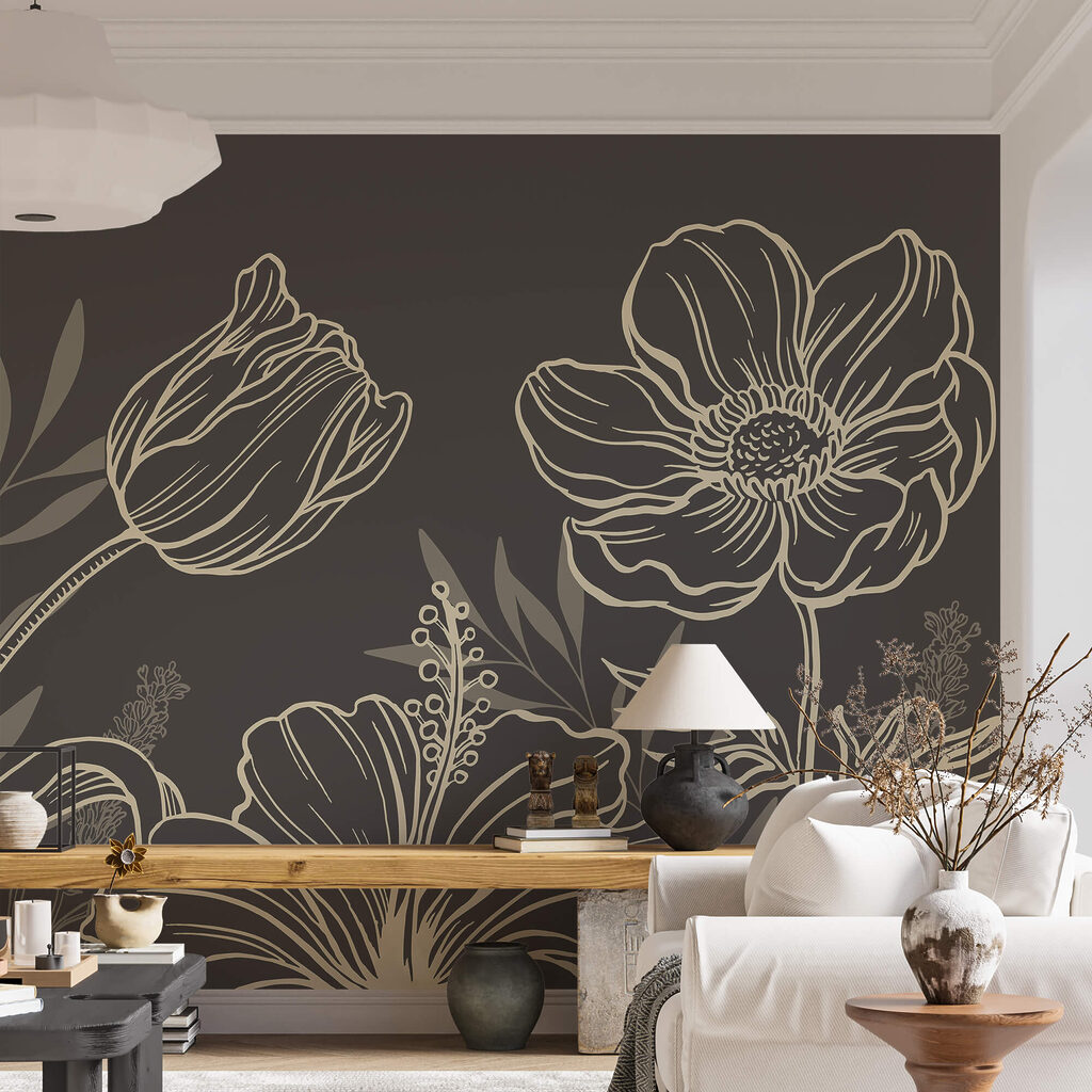 Λεπτό σχέδιο λουλουδάτης γραμμής τέχνης