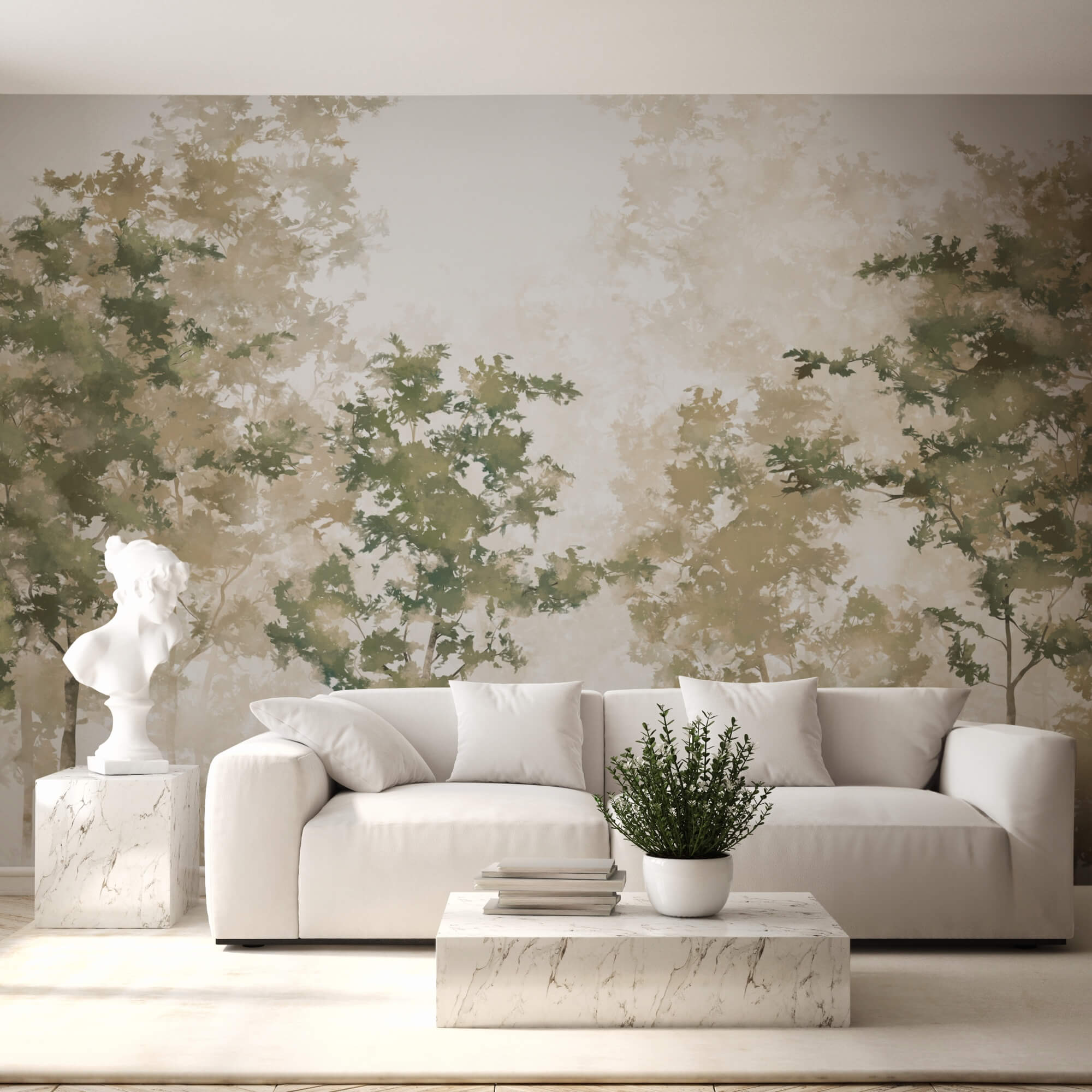 Ομάδα δέντρων με ομίχλη