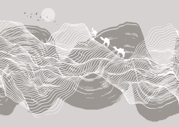 White lines on a gray background