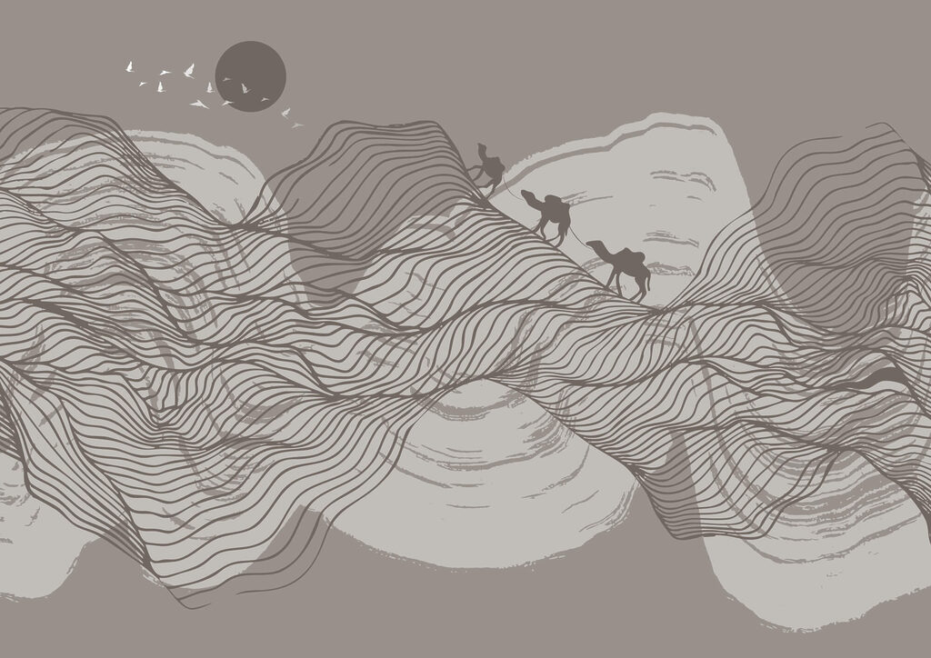 Drawing of a desert landscape