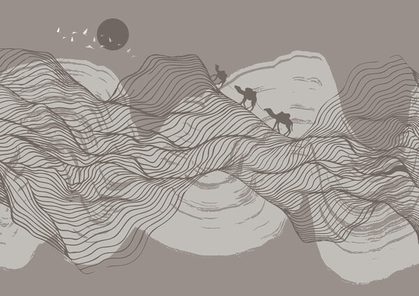 Drawing of a desert landscape