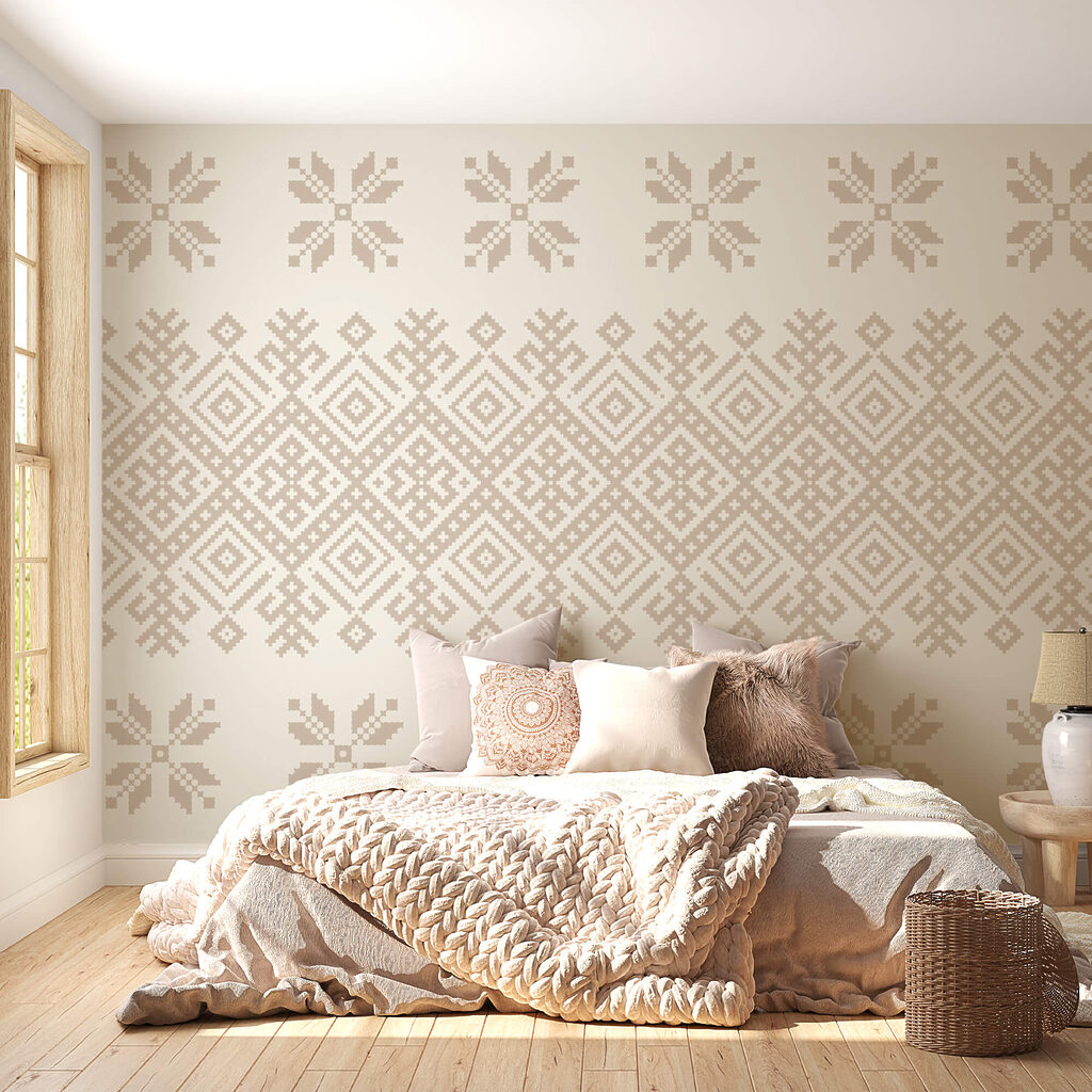 Μοτίβο γεωμετρικών σχημάτων και λουλουδιών