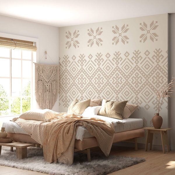 Μοτίβο γεωμετρικών σχημάτων και λουλουδιών