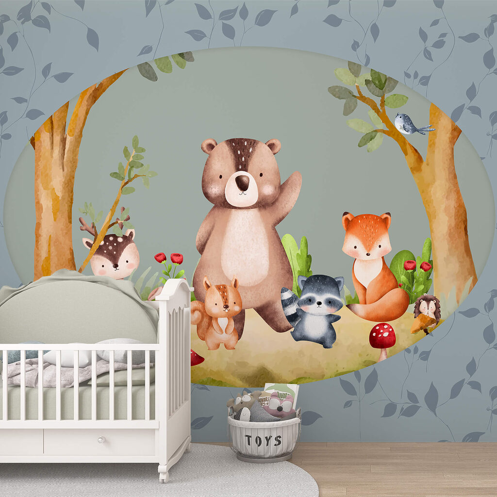 Γελοιογραφία ζώων σε δάσος