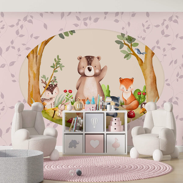 Γελοιογραφία ζώων σε δάσος