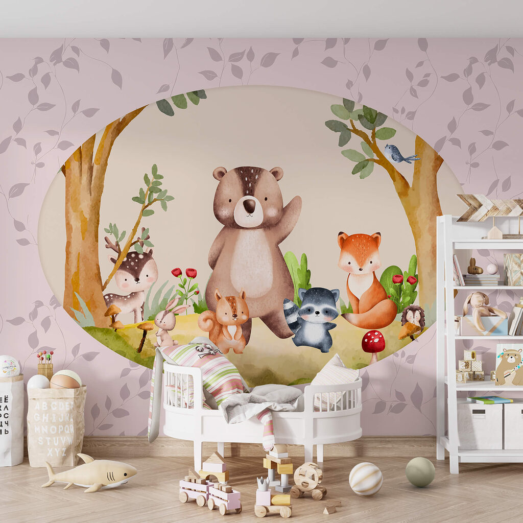 Γελοιογραφία ζώων σε δάσος