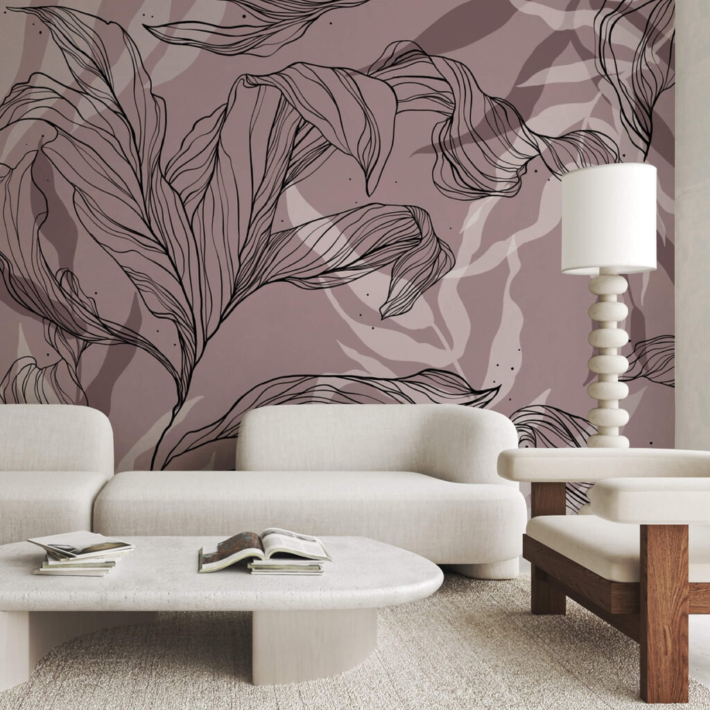 Σχέδιο φύλλων σε ροζ φόντο