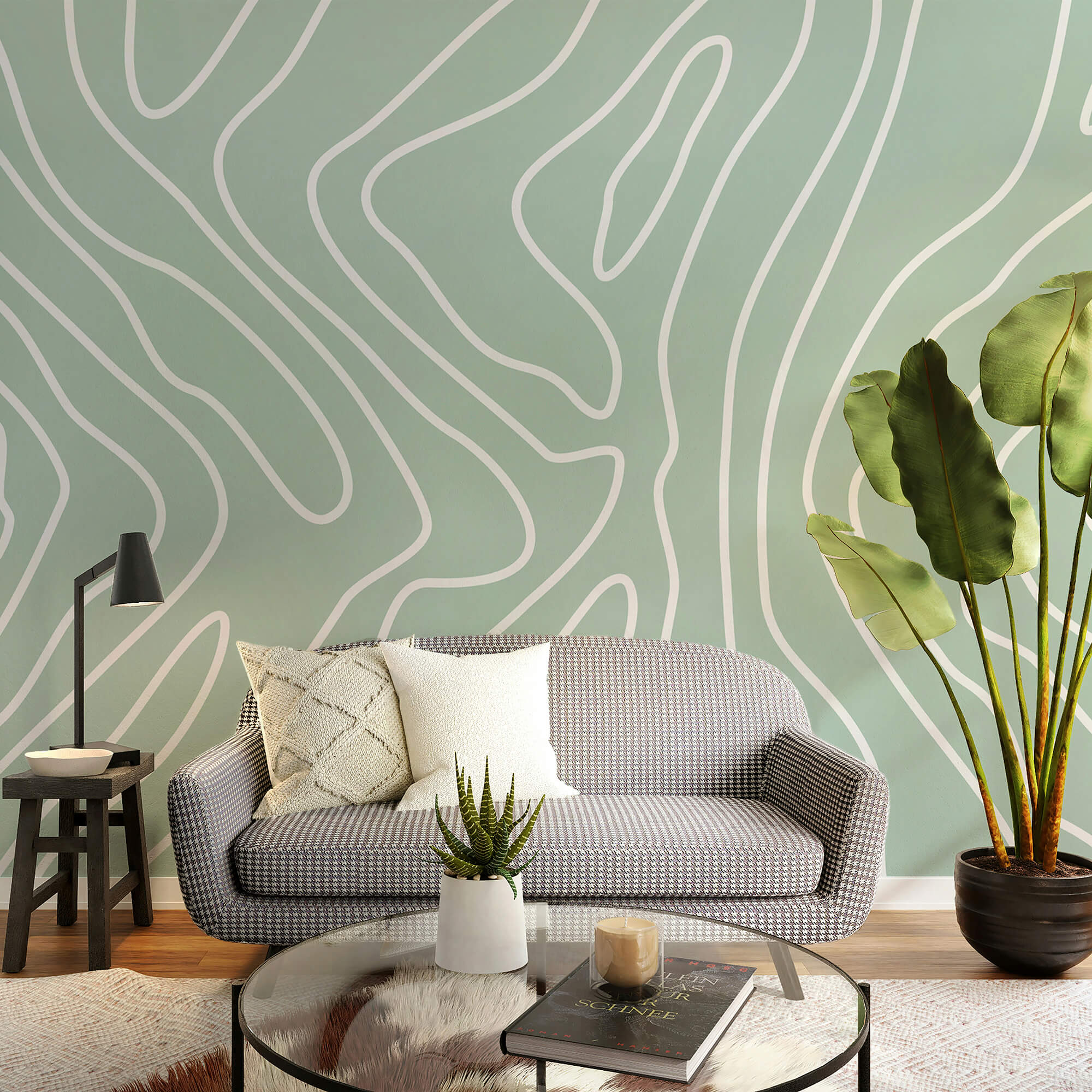 Λευκές γραμμές σε ανοιχτό πράσινο φόντο