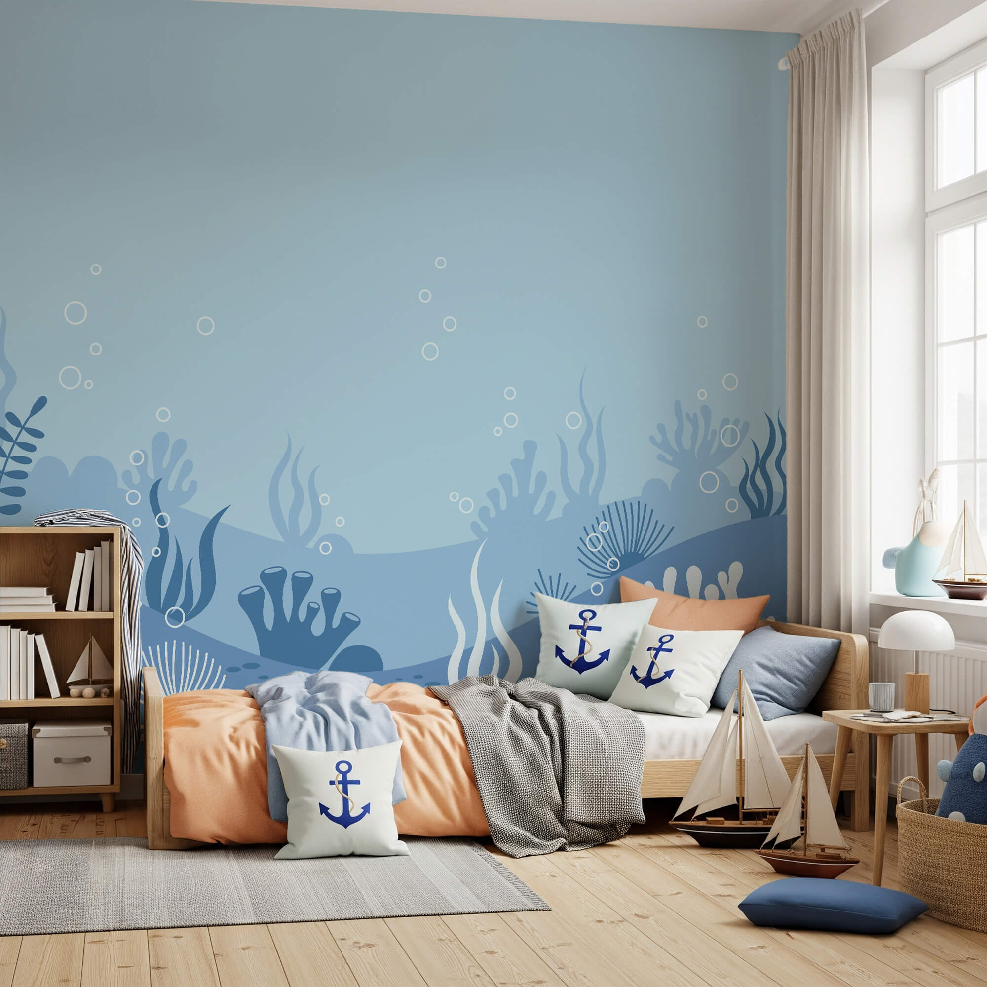 Μπλε και λευκή υποβρύχια σκηνή