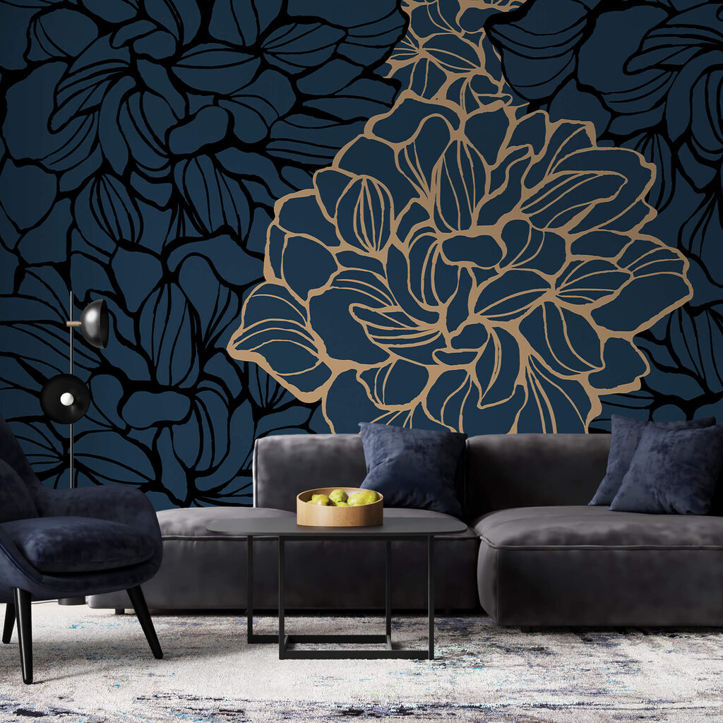 Έντονο floral σχέδιο σε σκούρο φόντο