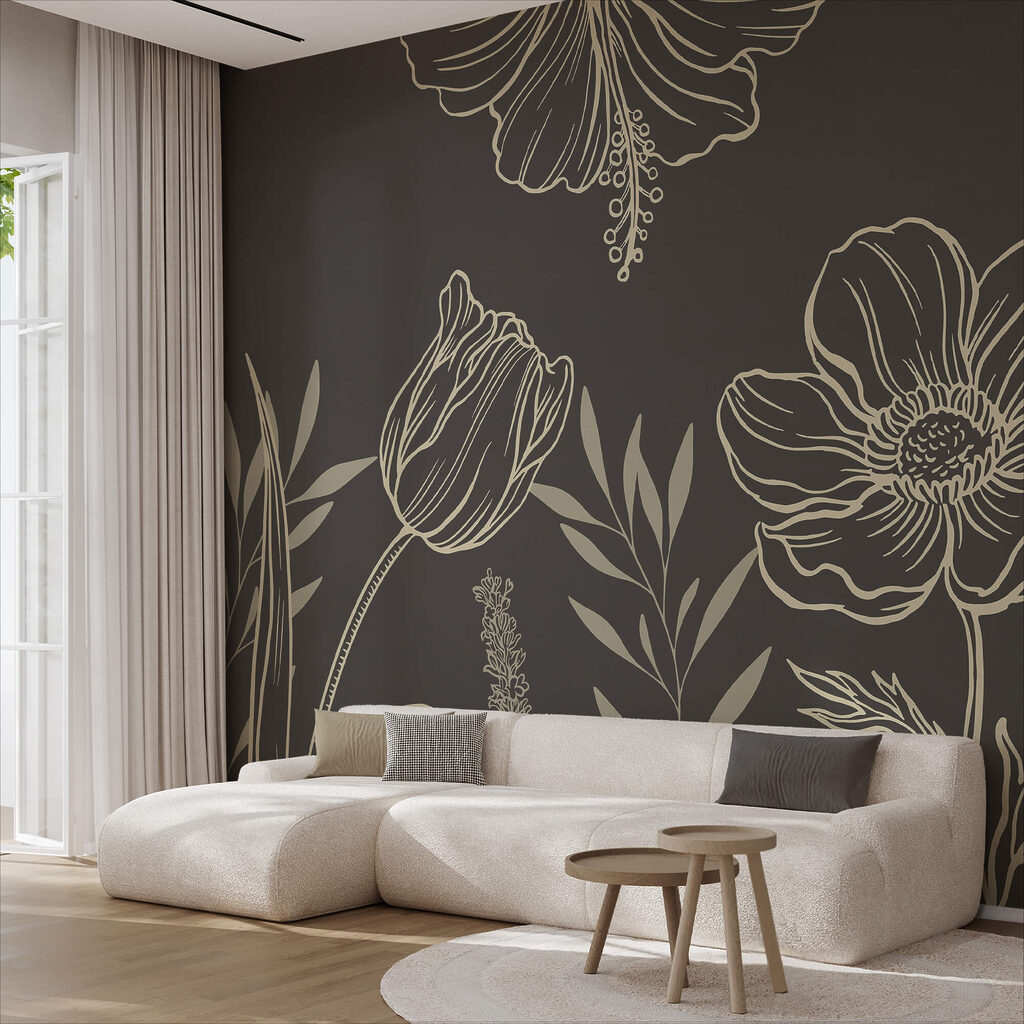 Λεπτό σχέδιο λουλουδάτης γραμμής τέχνης