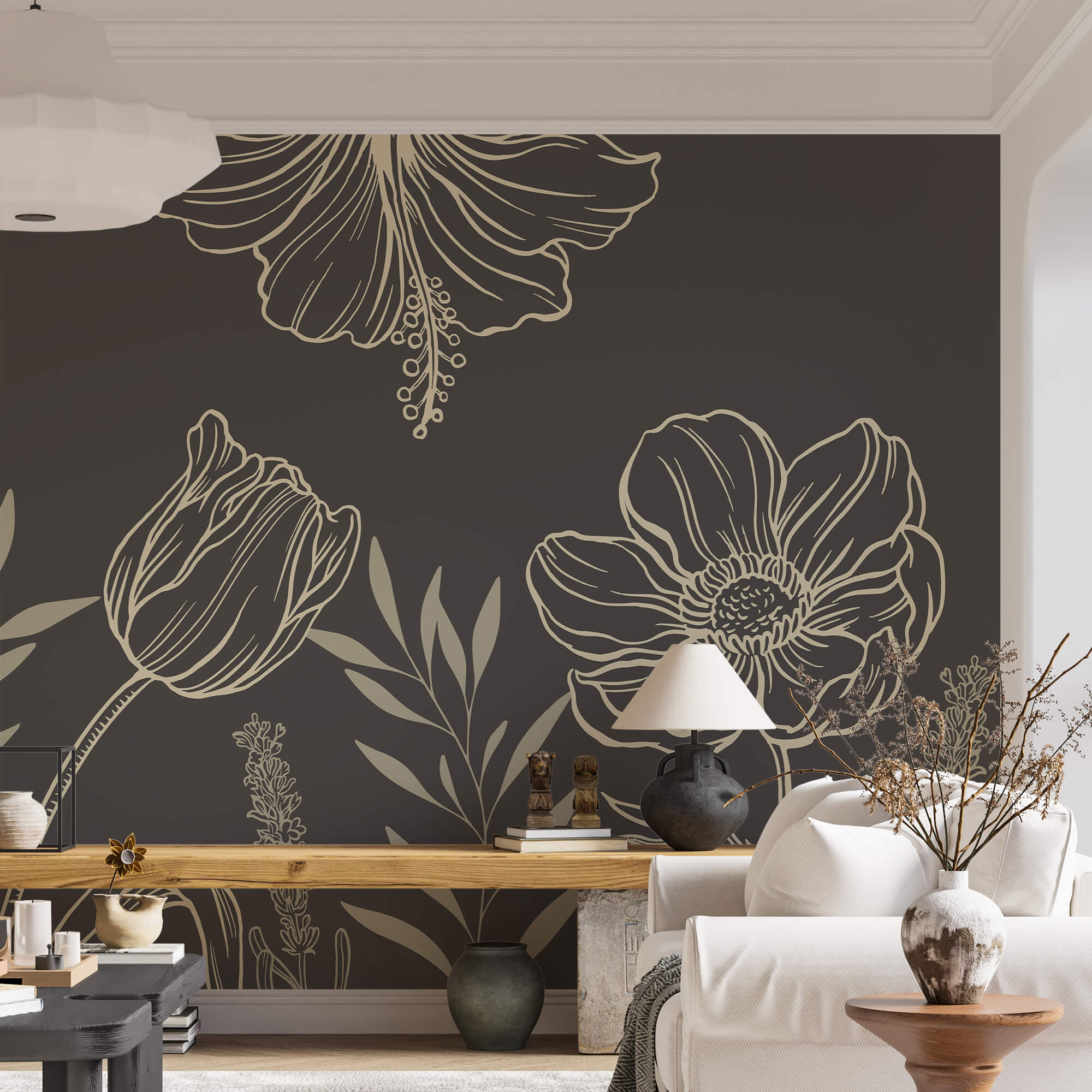 Λεπτό σχέδιο λουλουδάτης γραμμής τέχνης