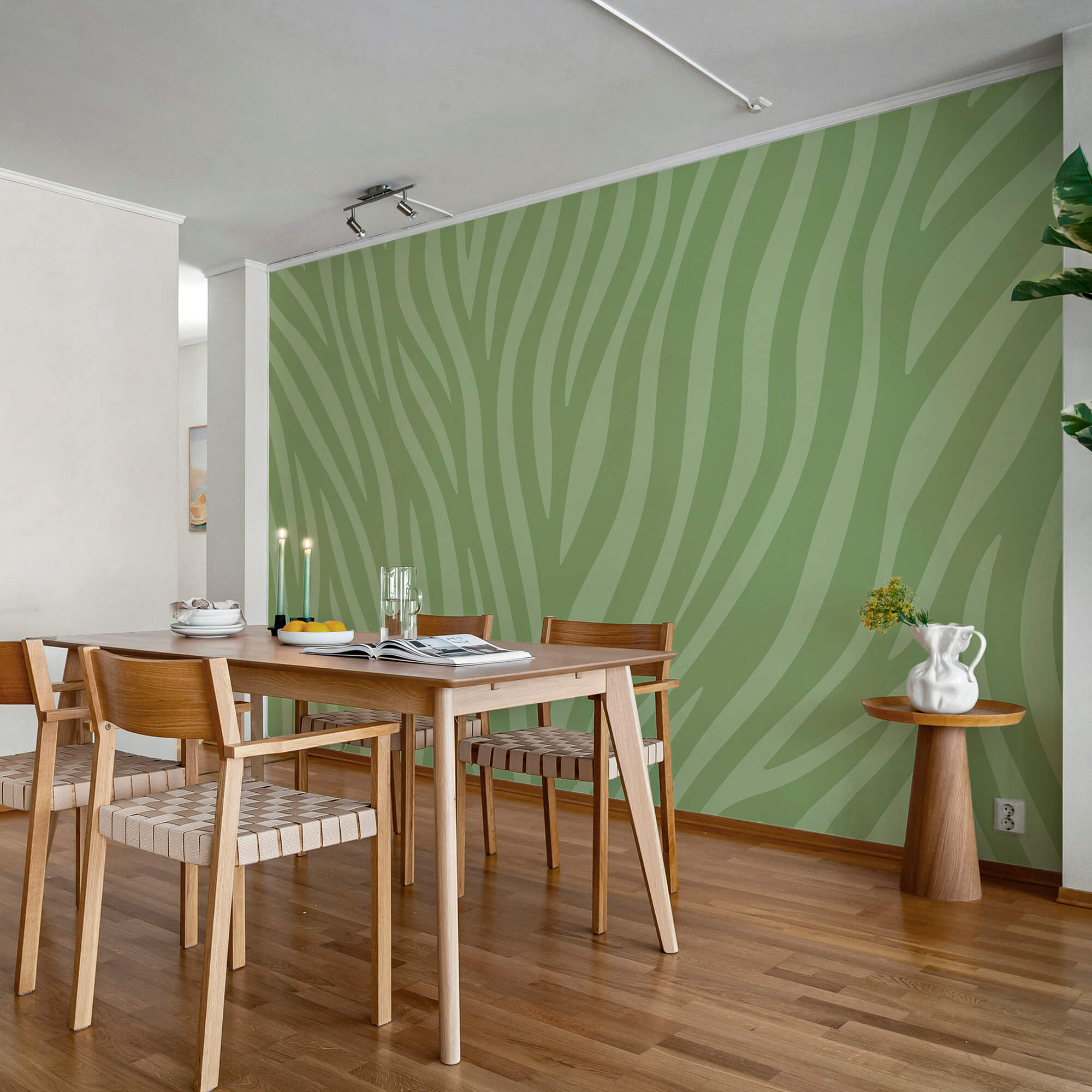 Πράσινο και λευκό ζέβρα print