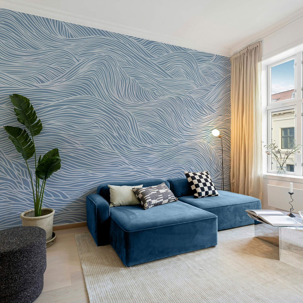 Μπλε και λευκό κυματιστό μοτίβο