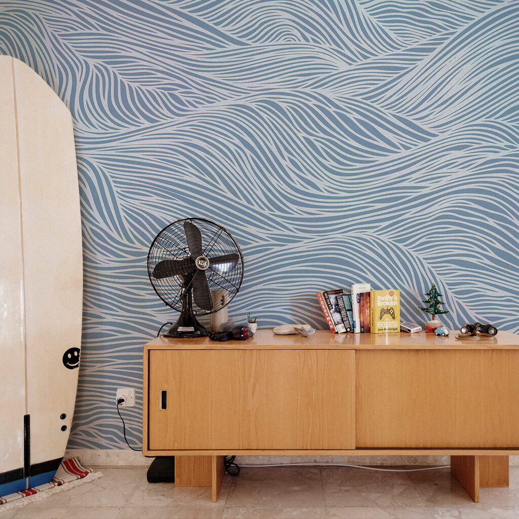 Μπλε και λευκό κυματιστό μοτίβο