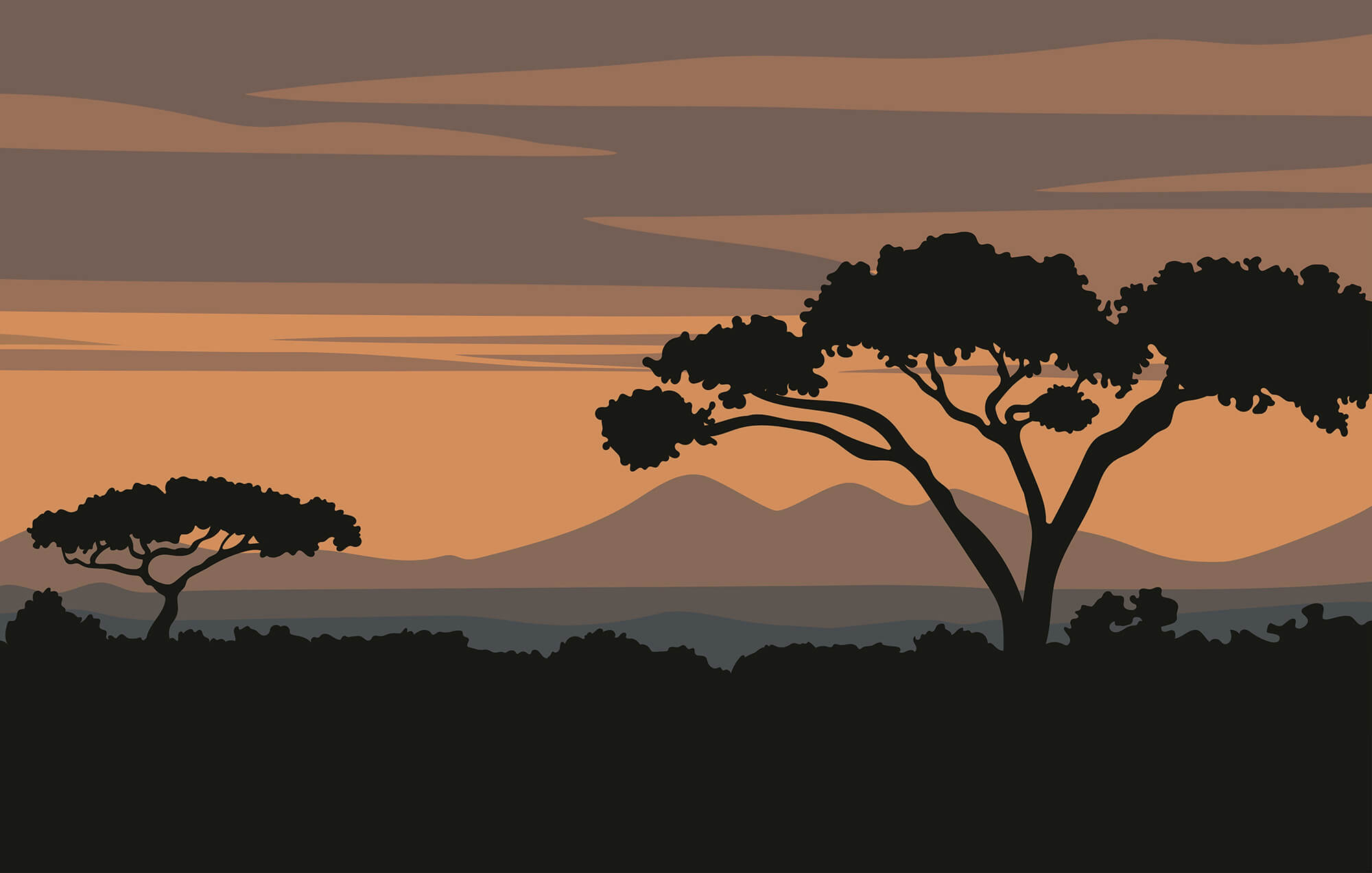 Tree with mountains in the background