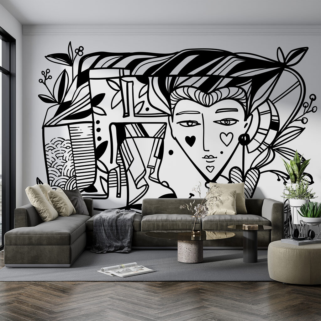 Ασπρόμαυρο σχέδιο ενός προσώπου’s πρόσωπο