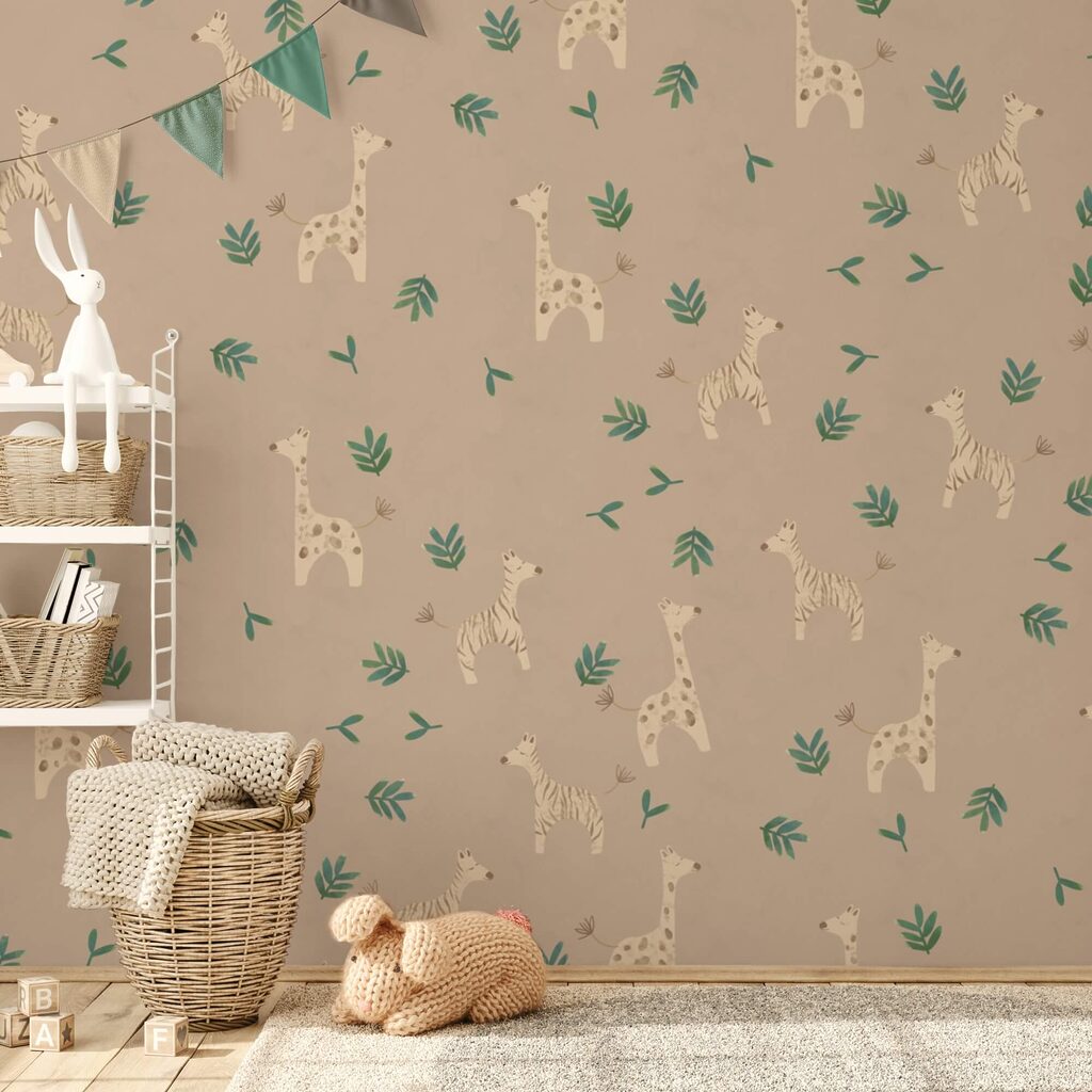 Μοτίβο καμηλοπαρδάλεις και φύλλα