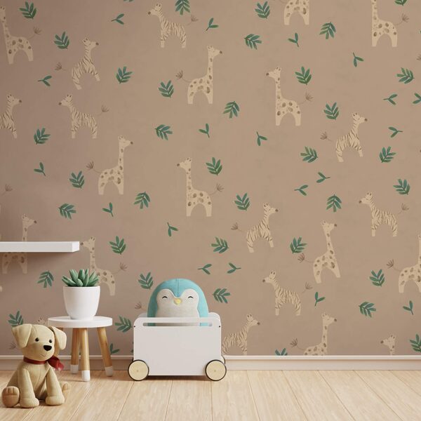 Μοτίβο καμηλοπαρδάλεις και φύλλα