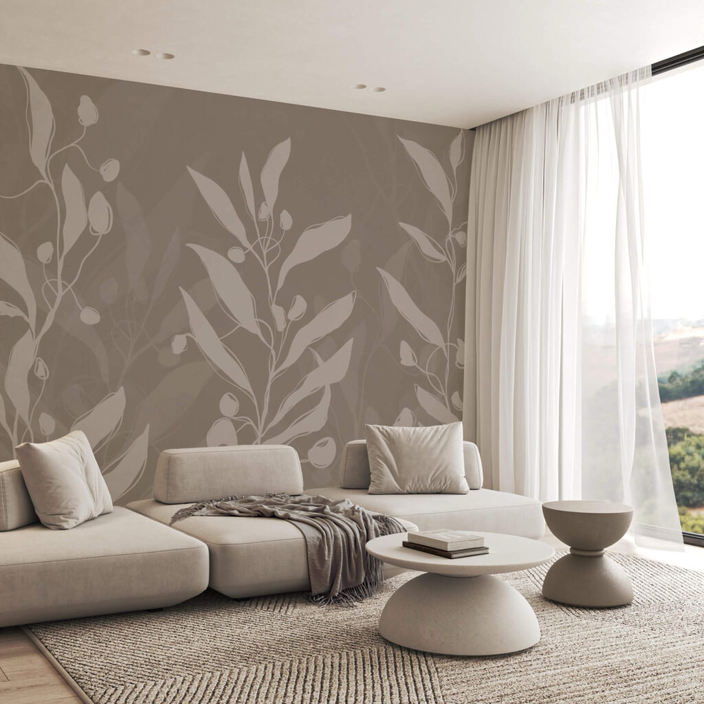 Απαλό βοτανικό σχέδιο σε ουδέτερο φόντο