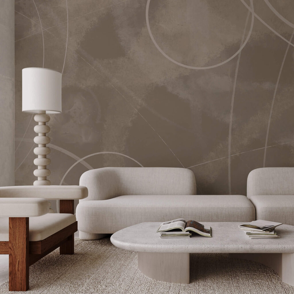 Καφέ φόντο με λευκές γραμμές και κύκλους