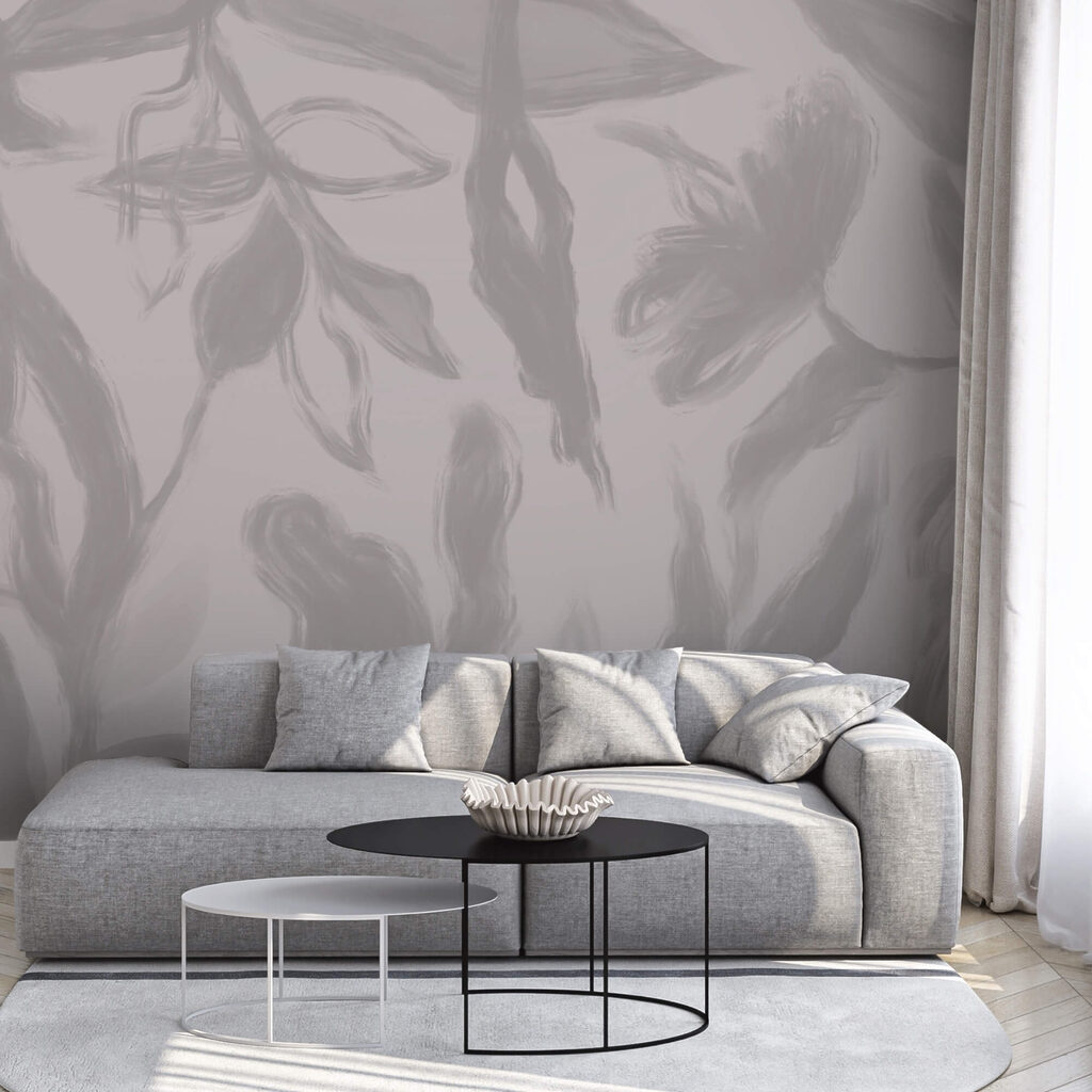 Γκρι και λευκό φόντο με λουλούδια