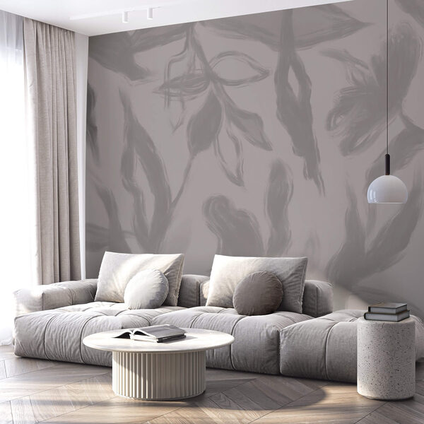 Γκρι και λευκό φόντο με λουλούδια