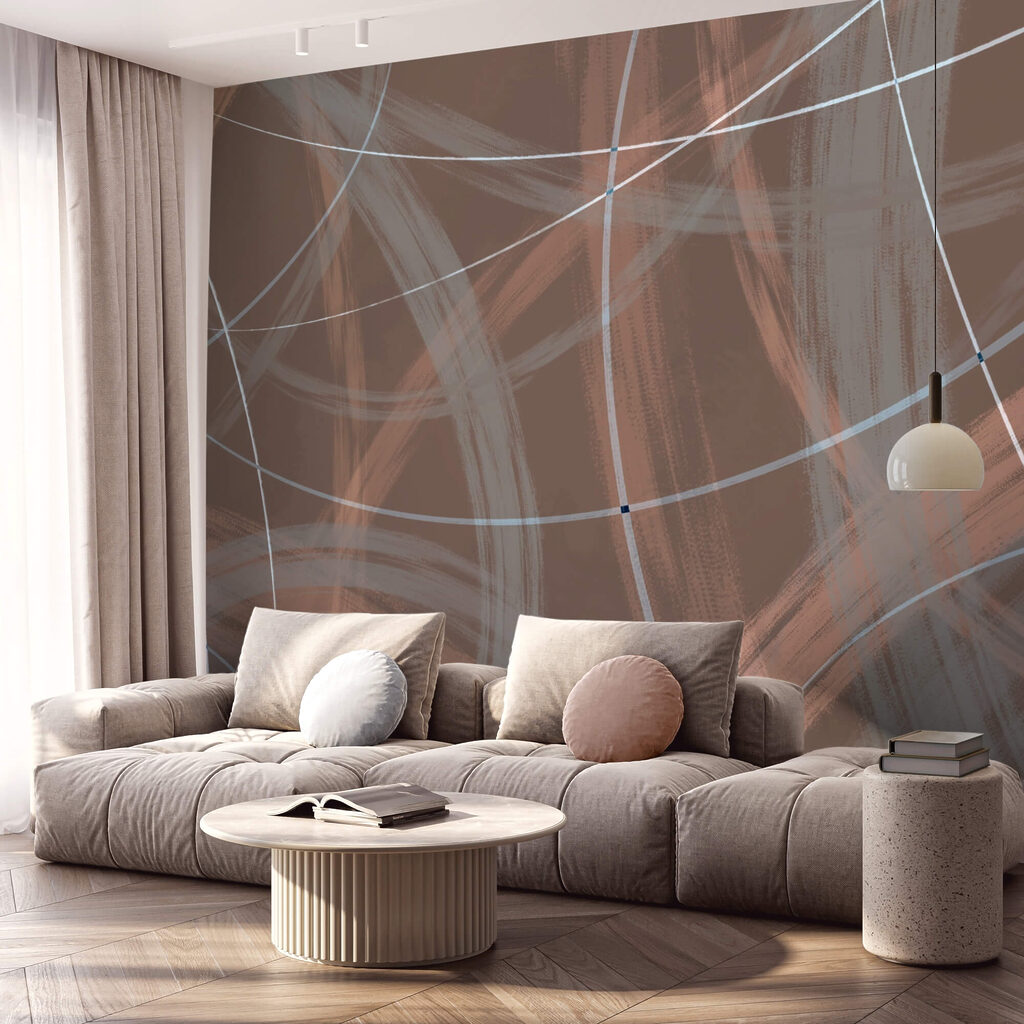 Καφέ και λευκό φόντο με γραμμές και κύκλους