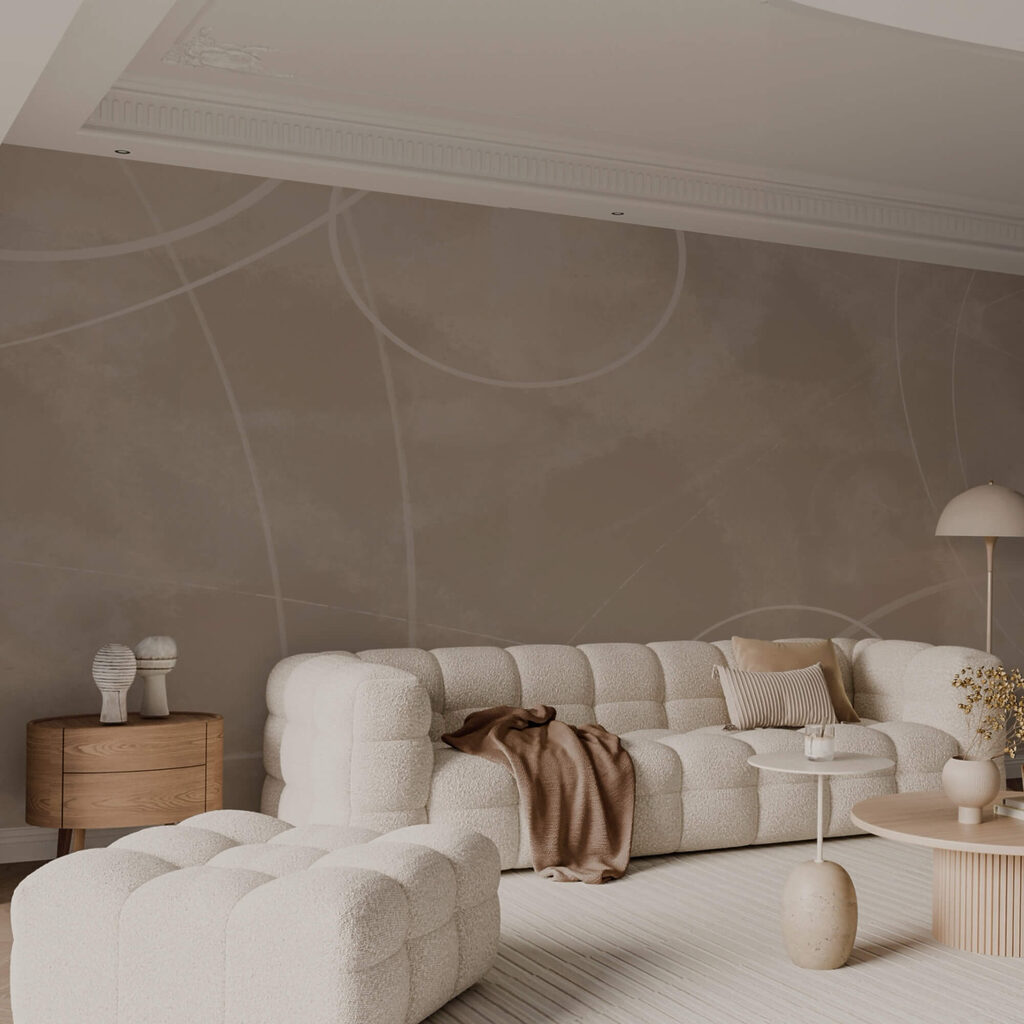 Καφέ φόντο με λευκές γραμμές και κύκλους