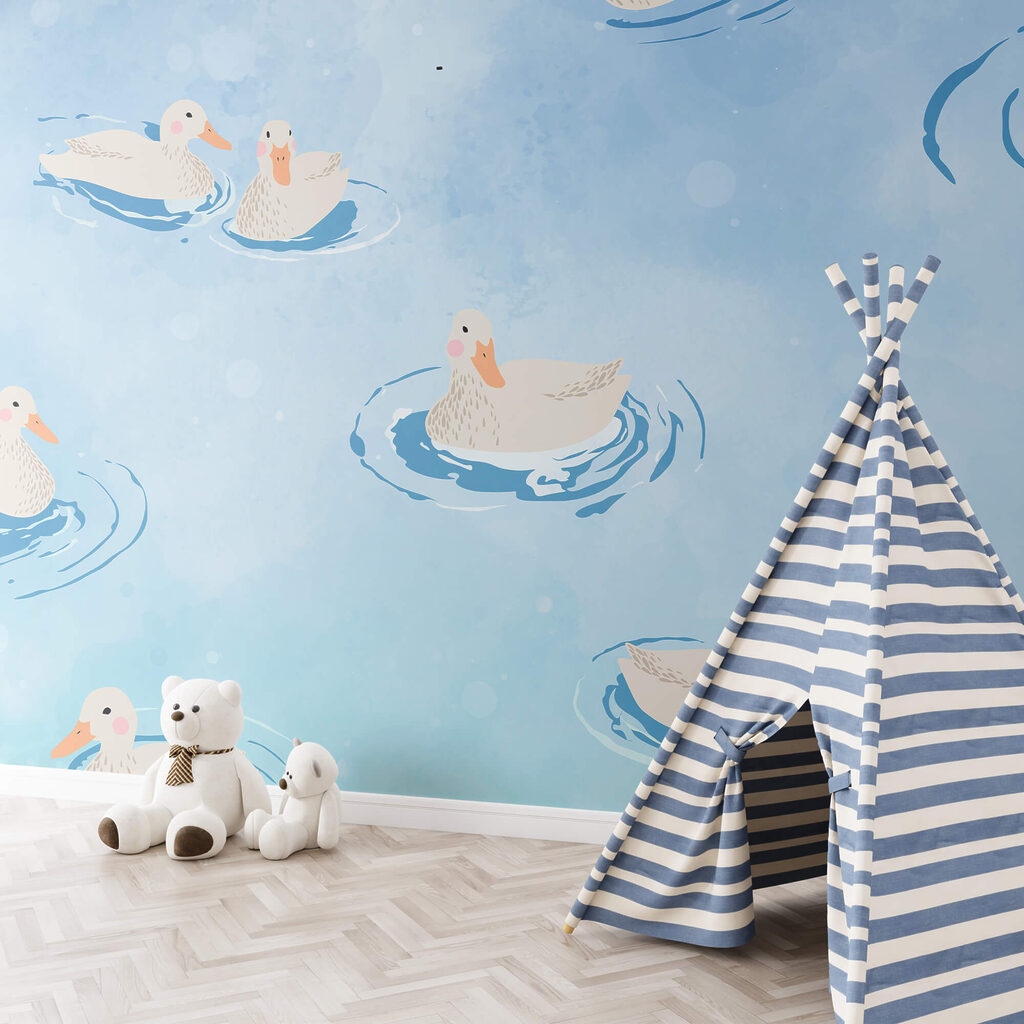 Ομάδα από πάπιες που κολυμπούν στο νερό