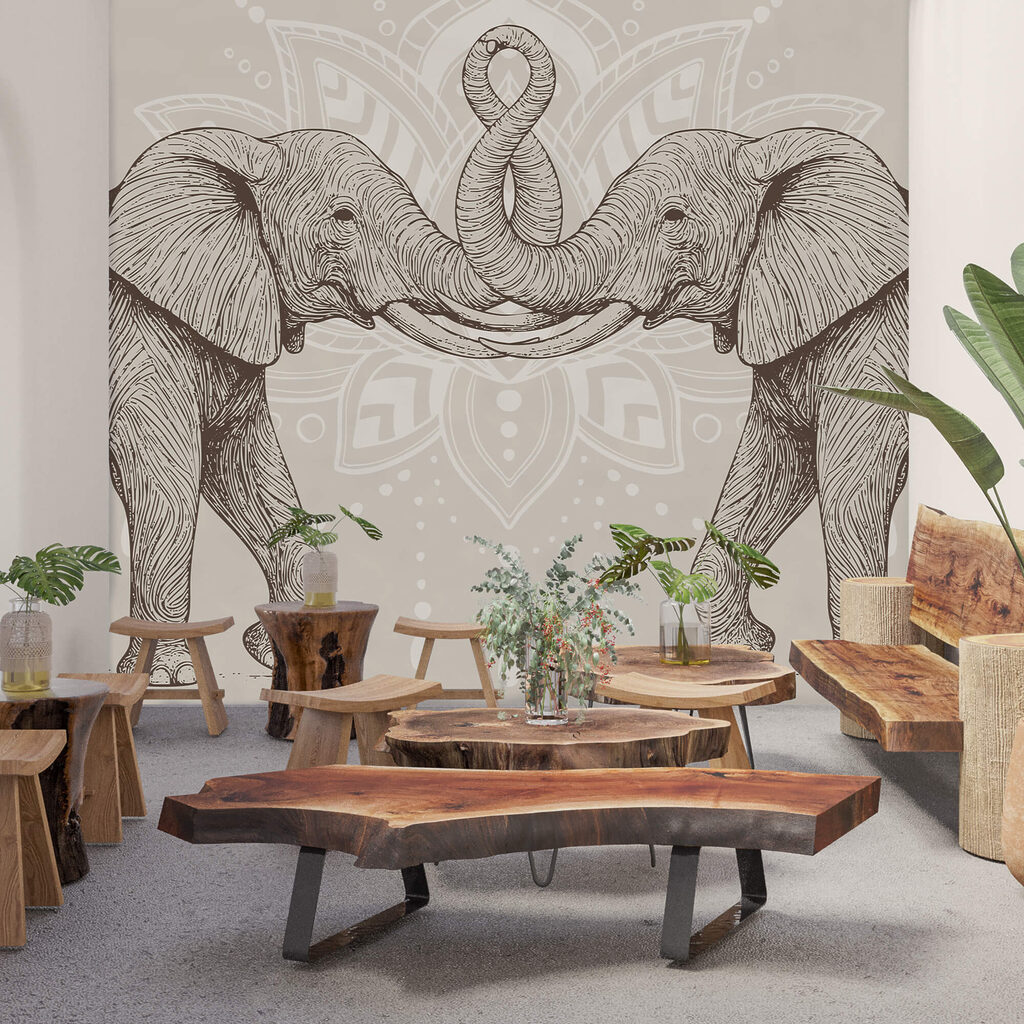 Δύο ελέφαντες με τους κορμούς τους κουλουριασμένους Δύο ελέφαντες με τους κορμούς τους κουλουριασμένους