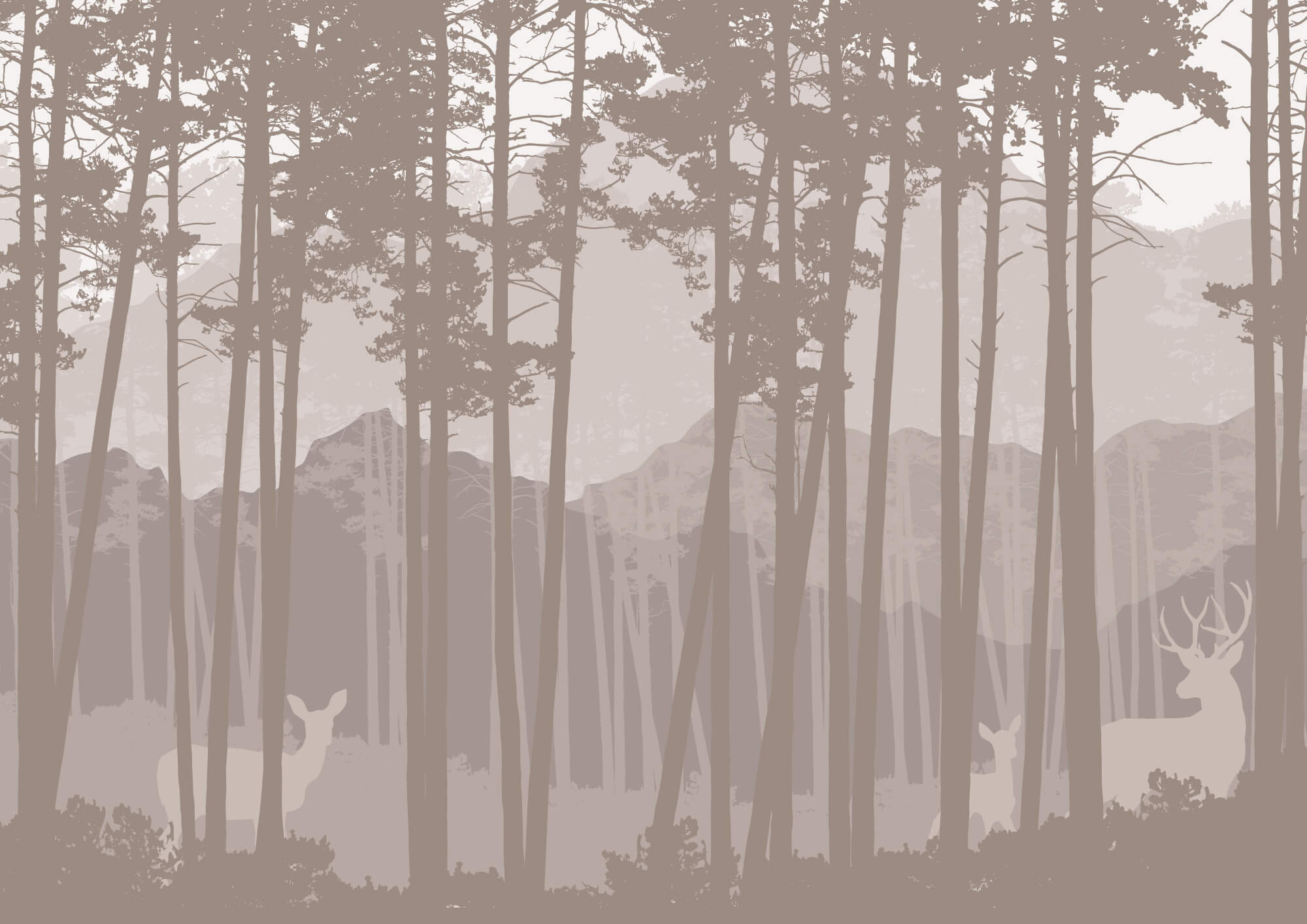 Group of deer in a forest