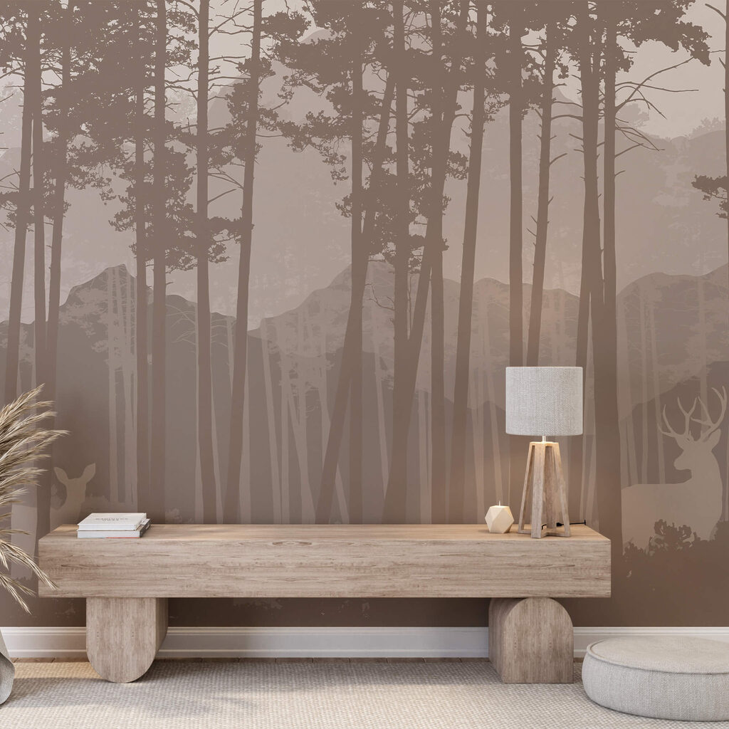 Ομάδα ελαφιών σε δάσος