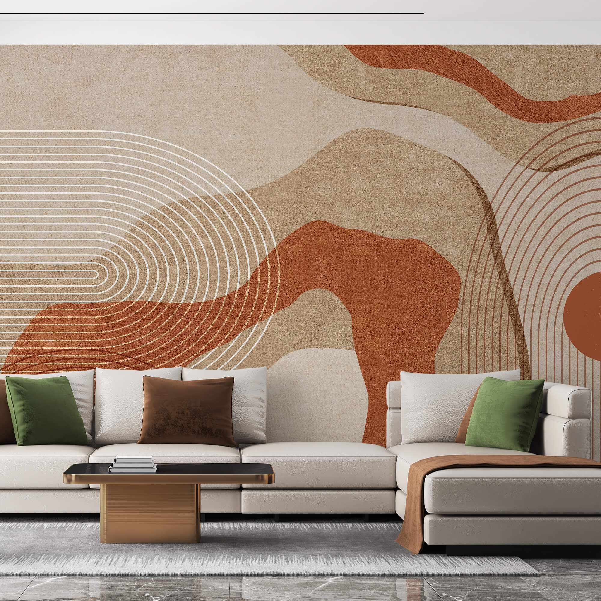 Καφέ και λευκό αφηρημένη τέχνη